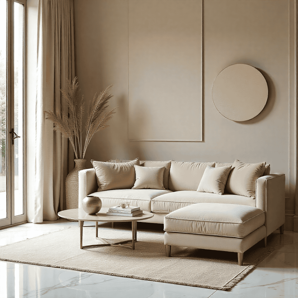 Salón contemporáneo con decoración editorial